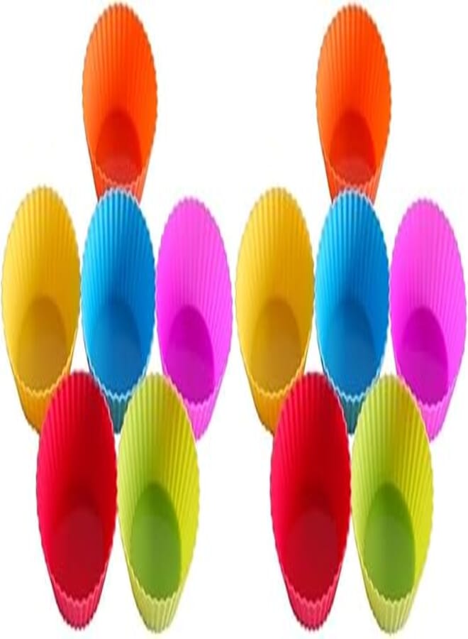 SilicoTech Silicone Cupcake Liners 12Pcs, Baking Cups Non-Stick Cake Muffin Chocolate Cupcake Liner Baking Cup Mold, Multicolor