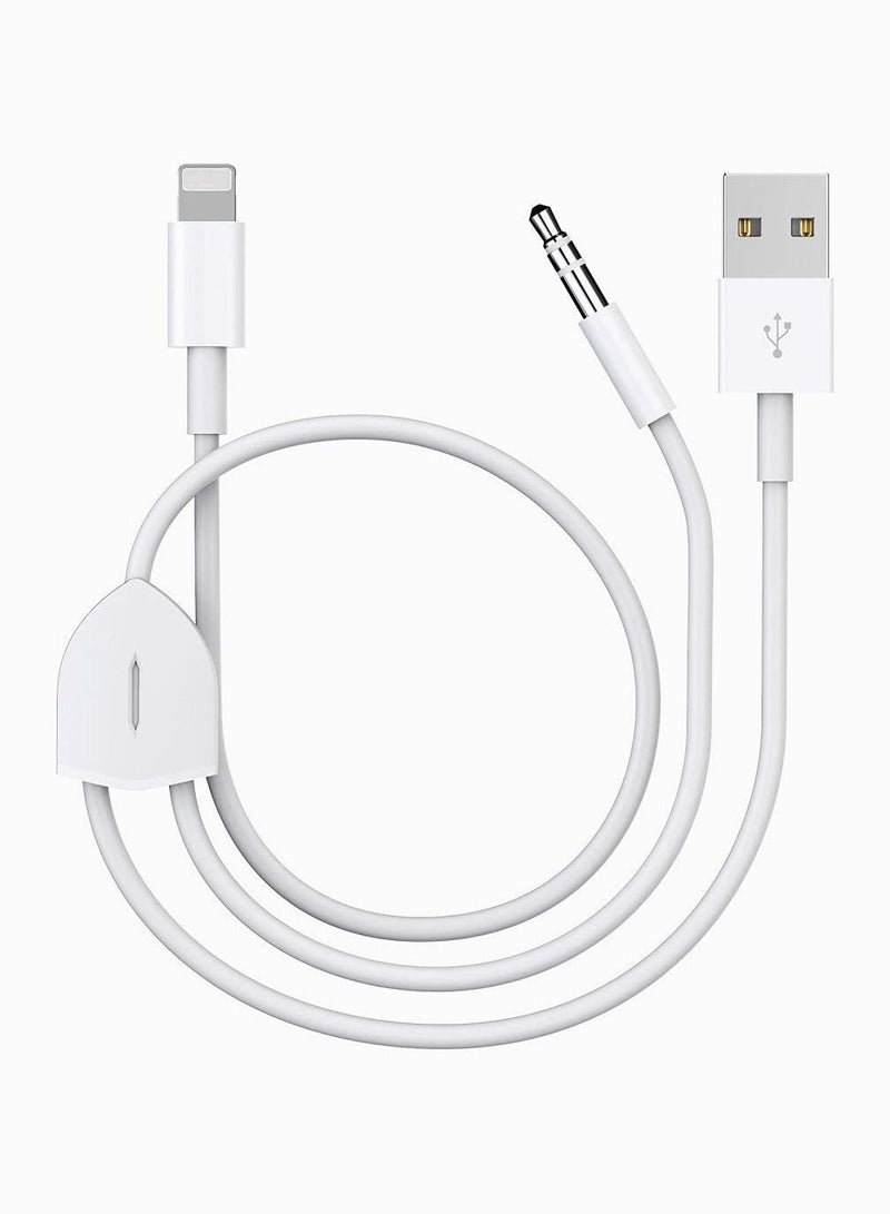 SYOSI 2 in 1 Audio Charging Cable Fit for iPhone/iPad, Charge and Play Music Simultaneously Support to Car Stereo/Speakers/Headphone with 3.5mm Audio Jack, 3.94Ft  - Image 1