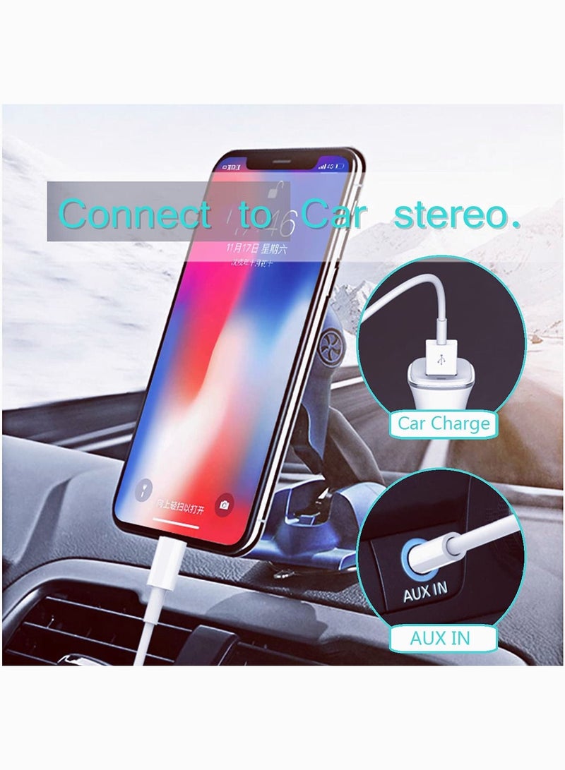 SYOSI 2 in 1 Audio Charging Cable Fit for iPhone/iPad, Charge and Play Music Simultaneously Support to Car Stereo/Speakers/Headphone with 3.5mm Audio Jack, 3.94Ft  - Image 2