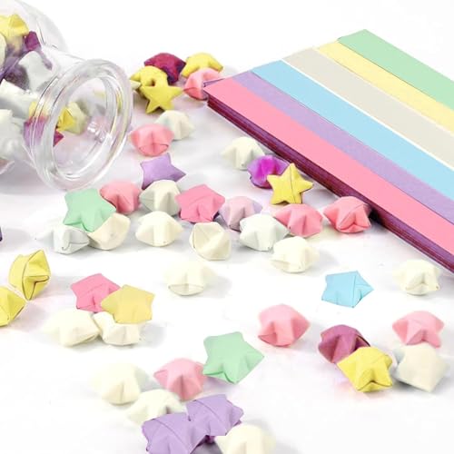 YNGRUE 1080 Sheets Star Origami Paper 6 Assortment Color Star Paper Strip Double Sided Origami Stars Paper Solid Color, Lucky Star Decoration Paper Strips DIY Hand Art Crafts (1080 Sheets 6 colors) - Image 4