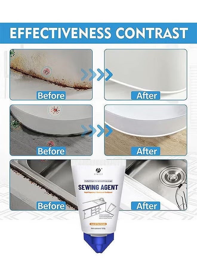 ASHILE Sewing Agent —Waterproof Squeeze Tube Adhesive Caulk Sealant Glue Sealer Easy To Apply for Home Use Indoor Kitchen Sink Bathroom Basin Toilet Edge Ceramic Tile 100G - Image 4