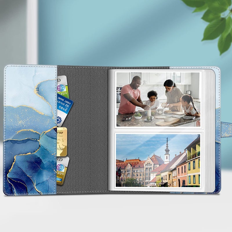 Fintie Fintie Photo Album 4x6 Photos - 112 Photos Premium Vegan Leather Cover with Snap Fastener  Portable Wallet Photo Albums  Ocean Marble - Image 2