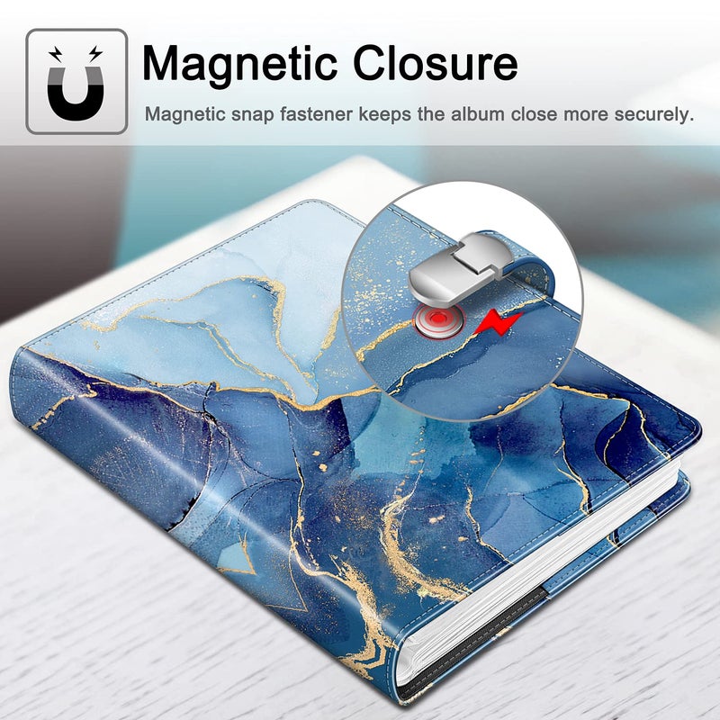Fintie Fintie Photo Album 4x6 Photos - 112 Photos Premium Vegan Leather Cover with Snap Fastener  Portable Wallet Photo Albums  Ocean Marble - Image 5