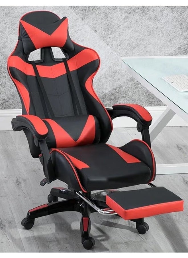Cady One Gaming Chair Adjustable Computer Chair PC Office PU Leather High Back Lumbar Support Comfortable Armrest Headrest Red 77x25x58cm  - Image 2