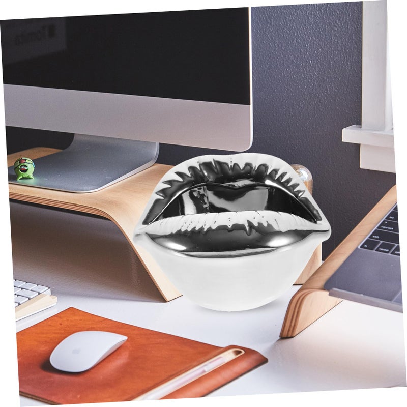Ceramic Lip Ashtray Non Skid Bottom Easy Clean Unique Gift Home Bar Office Decor - Image 4