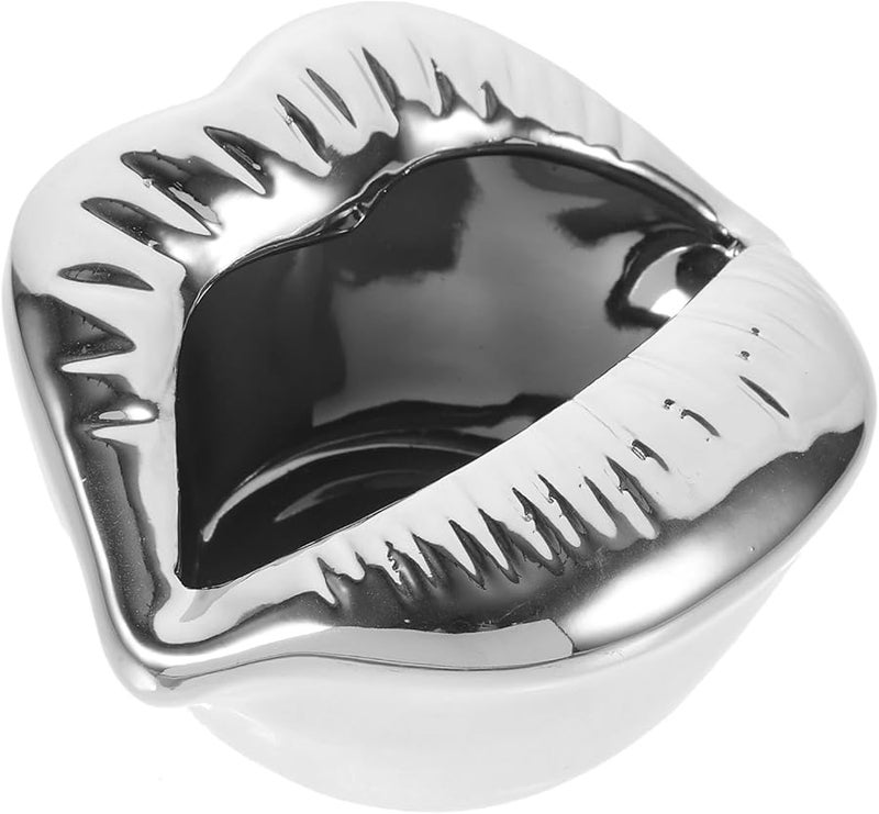Ceramic Lip Ashtray Non Skid Bottom Easy Clean Unique Gift Home Bar Office Decor - Image 1
