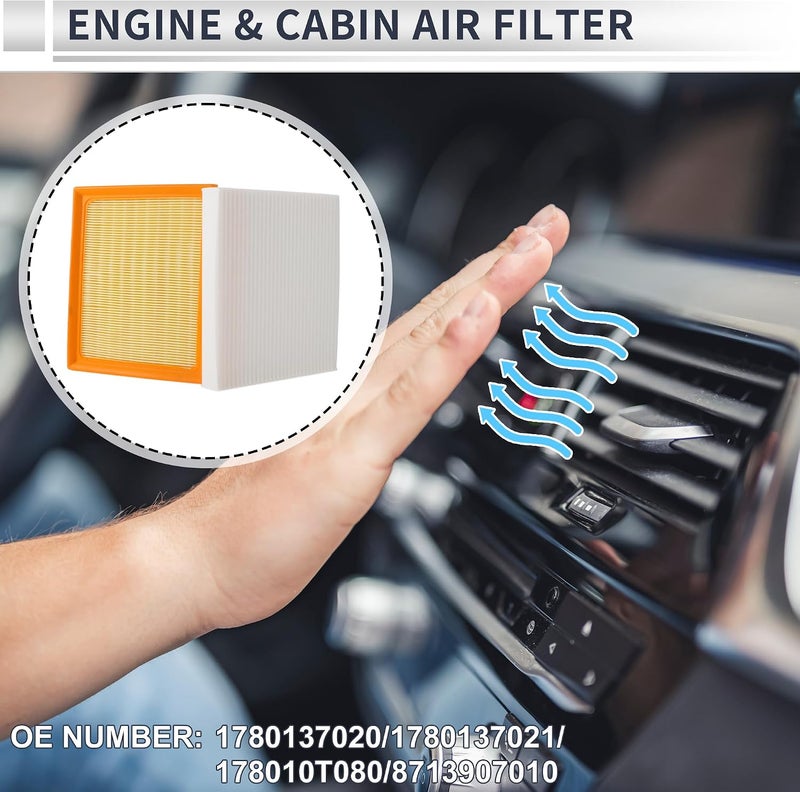 RATCHROLL Engine Cabin Air Filter Combo Set Filter Kit Air Filter Cleaner Element No.1780137020 for Toyota Prius 1.8L L4 Electric/Gas 12-15 for Engine AC 1 Set - Image 2