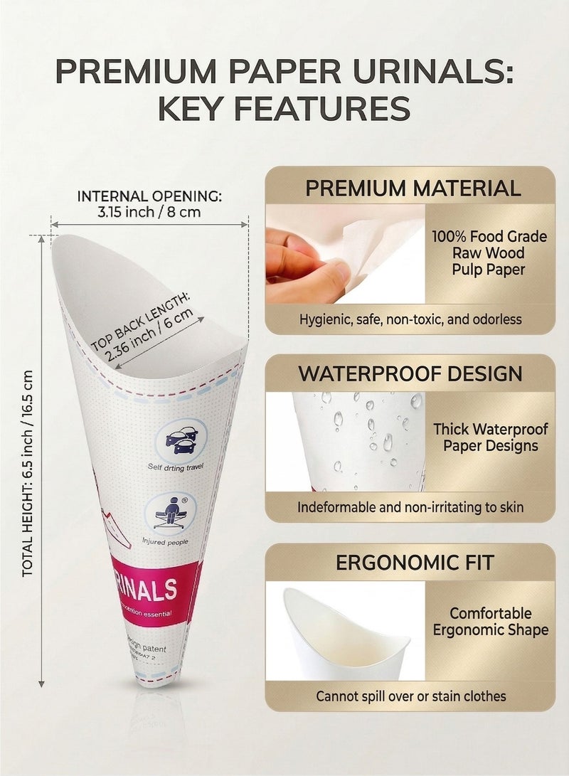 XULEBAO 20 Pcs Disposable Female Urinal Funnel, Waterproof Paper Stand-to-Pee Device for Women & Pregnant, Leak-proof Toilet Aid for Travel, Camping & Public Restrooms - Image 2