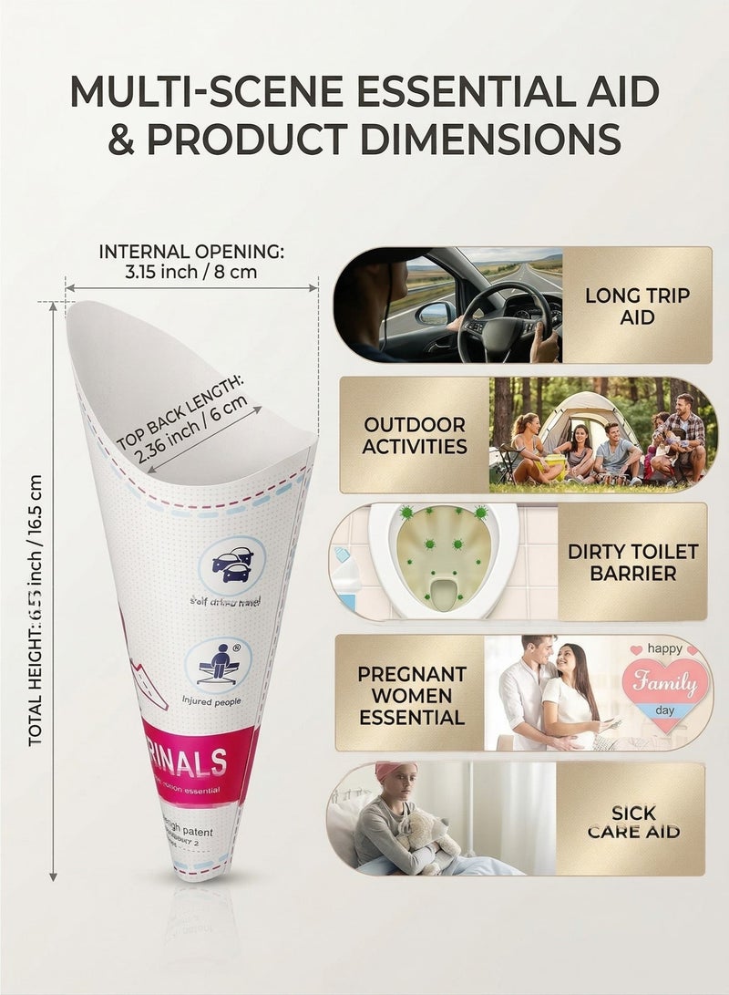 XULEBAO 20 Pcs Disposable Female Urinal Funnel, Waterproof Paper Stand-to-Pee Device for Women & Pregnant, Leak-proof Toilet Aid for Travel, Camping & Public Restrooms - Image 4