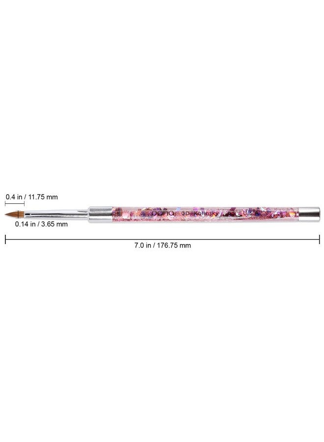 Pana 3D Kolinsky Nail Art Brush Pink Glitter Handle, Size 5 Acrylic Nail Art Sculpture Brush For Manicures Pedicure Salon Professional Or Beginner - Image 2