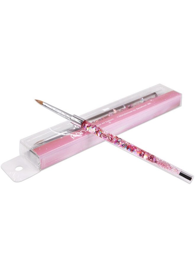 Pana 3D Kolinsky Nail Art Brush Pink Glitter Handle, Size 5 Acrylic Nail Art Sculpture Brush For Manicures Pedicure Salon Professional Or Beginner - Image 1