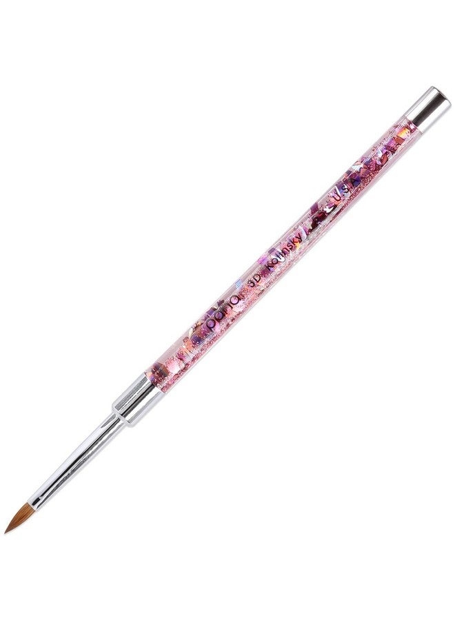 Pana 3D Kolinsky Nail Art Brush Pink Glitter Handle, Size 5 Acrylic Nail Art Sculpture Brush For Manicures Pedicure Salon Professional Or Beginner - Image 5