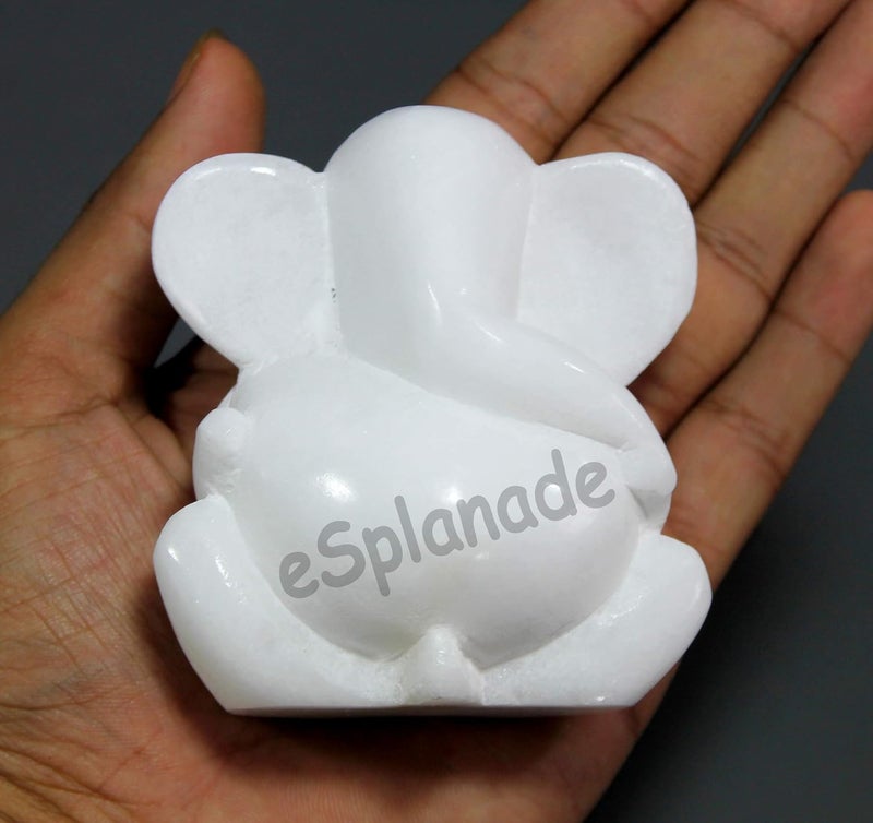 ESPLANADE Ganesha Marble Showpiece for Home Decor White 3 Inches - Image 5