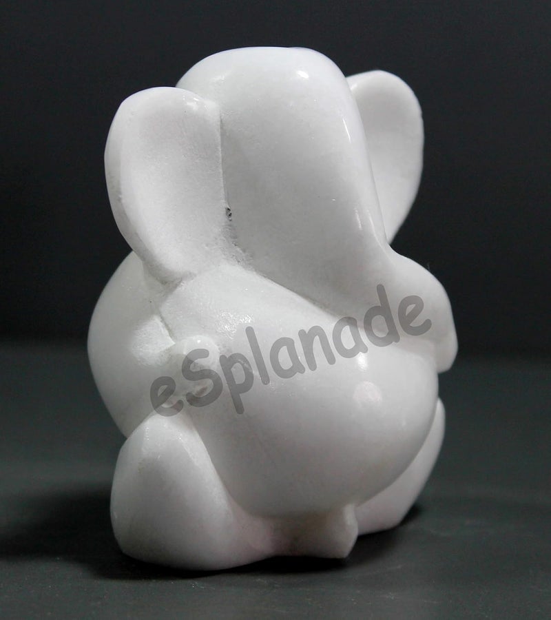 ESPLANADE Ganesha Marble Showpiece for Home Decor White 3 Inches - Image 2
