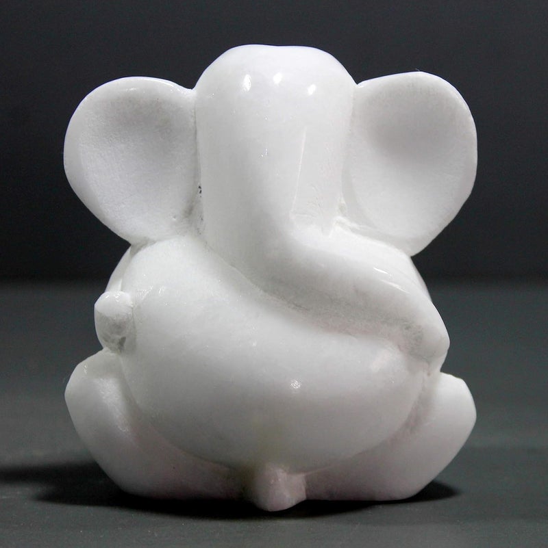 ESPLANADE Ganesha Marble Showpiece for Home Decor White 3 Inches - Image 1