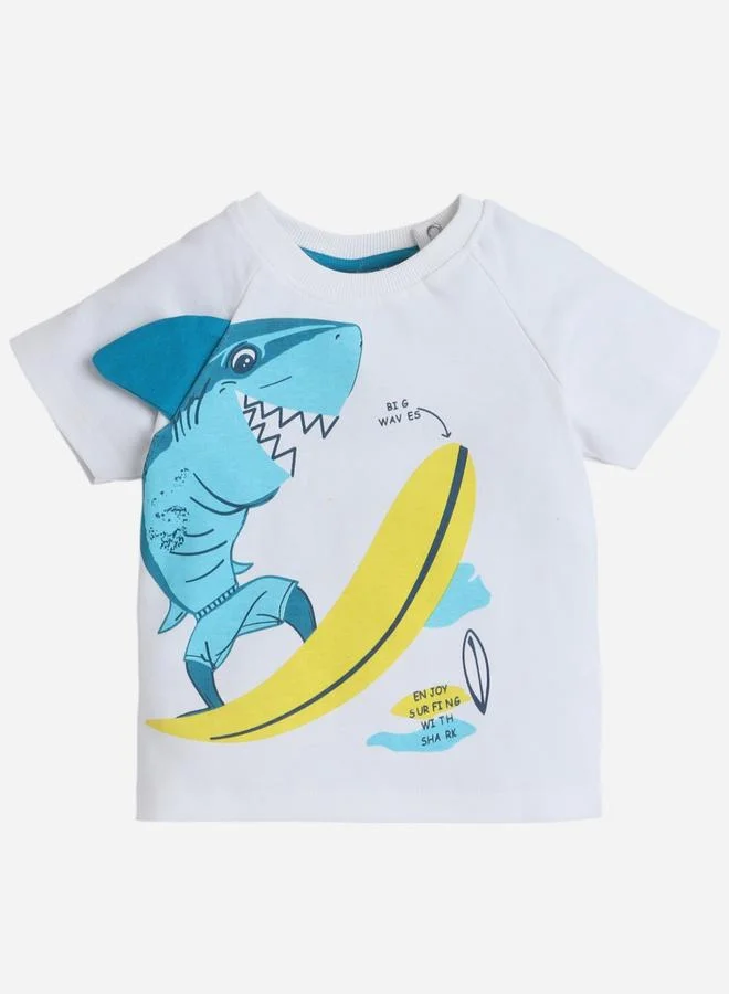 victor and jane Victor And Jane Boys Shark Surfing Graphic T-Shirt and Shorts Set