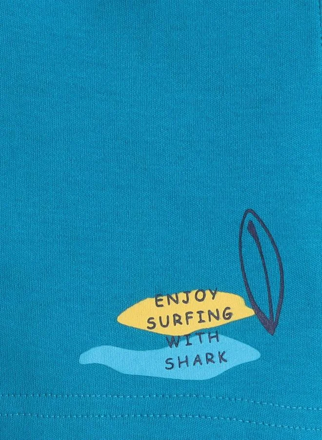 victor and jane Victor And Jane Boys Shark Surfing Graphic T-Shirt and Shorts Set