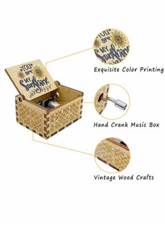 KASTWAVE You Are My Sunshine Music Box Sunflower, Unique Gifts for Birthday, Anniversary, Valentines Day, Mothers Day, Wood Hand Crank Vintage Crafts Laser Engraved Personalized Musical Boxes  - Image 5