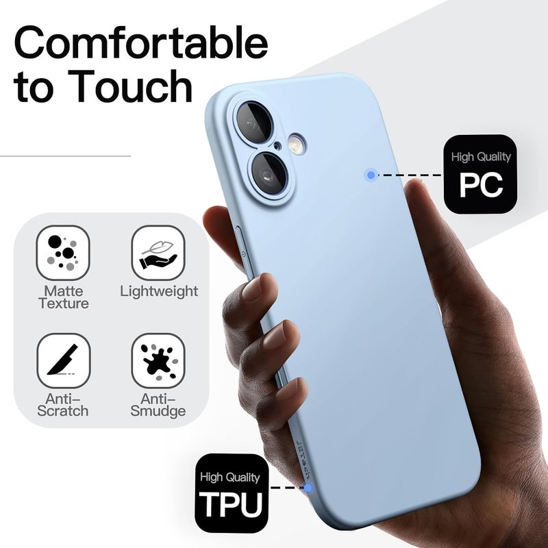 حافظة JETech الرفيعة لـ iPhone 17 مقاس 6.3 بوصة، غطاء هاتف فائق النحافة وخفيف الوزن وبسيط مع حماية عدسة الكاميرا، لمسة نهائية غير لامعة مقاومة لبصمات الأصابع (أزرق ضبابي) - Image 5