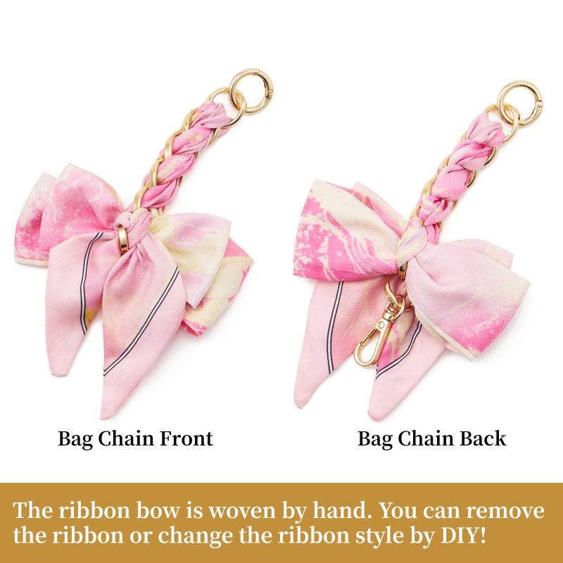 ZOOEASS Bag Extender Chain with Bow Ribbon Purse Chain Extender for Crossbody Bag Charms Women Handbag Decoration Accessories(Pink) - Image 3