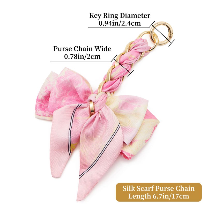 ZOOEASS Bag Extender Chain with Bow Ribbon Purse Chain Extender for Crossbody Bag Charms Women Handbag Decoration Accessories(Pink) - Image 2