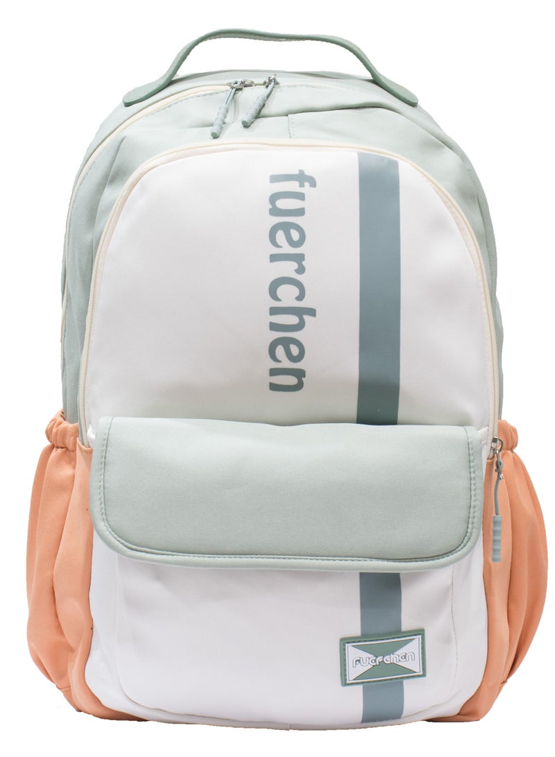 FUERCHEN Casual Unisex school backpack made of high quality nylon Green - Image 1