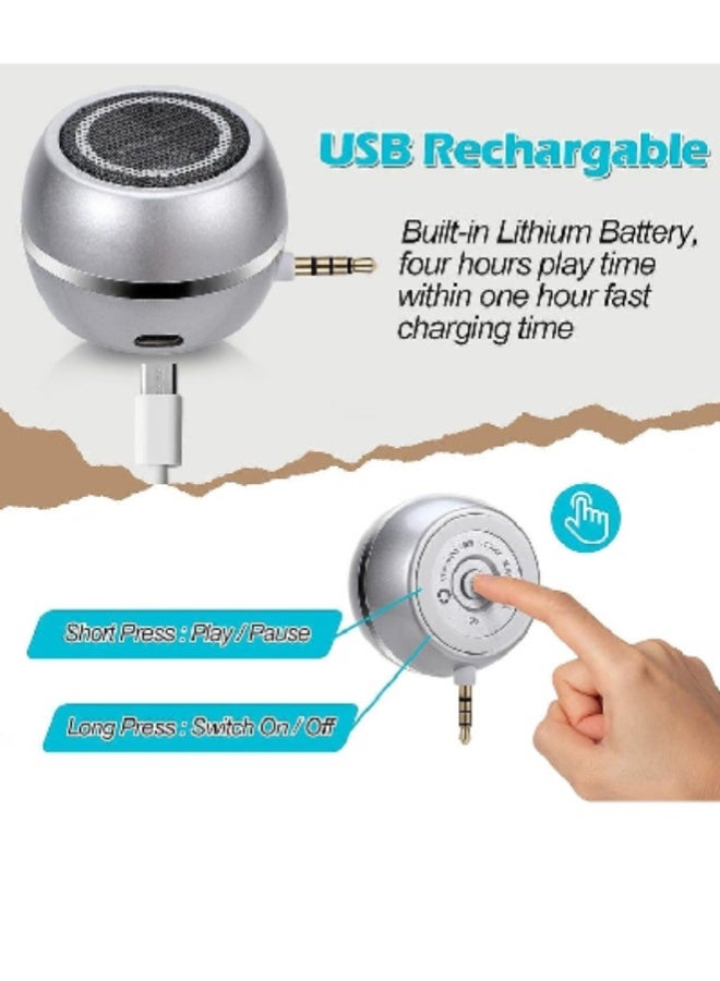 AROAQ Mini Portable Speaker 3W Rechargeable with 3.5mm AUX Jack & Built-in Battery – Compatible with iPhone, iPad, Tablet, Laptop, PC – Wireless Pocket Size Travel Speaker (Gray) - Image 3