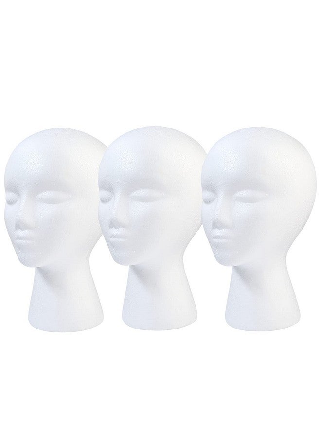 BALABALA 3 Pcs Foam Wig Head, Female Styrofoam Mannequin Hairpieces Stand Holder Cosmetics Model Head Wig Display for Style, Model, Display Hair, Hats, Hairpieces, Mask , Salon and Travel - Image 1