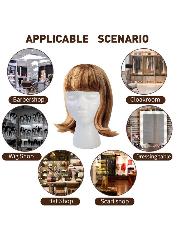 BALABALA 3 Pcs Foam Wig Head, Female Styrofoam Mannequin Hairpieces Stand Holder Cosmetics Model Head Wig Display for Style, Model, Display Hair, Hats, Hairpieces, Mask , Salon and Travel - Image 4