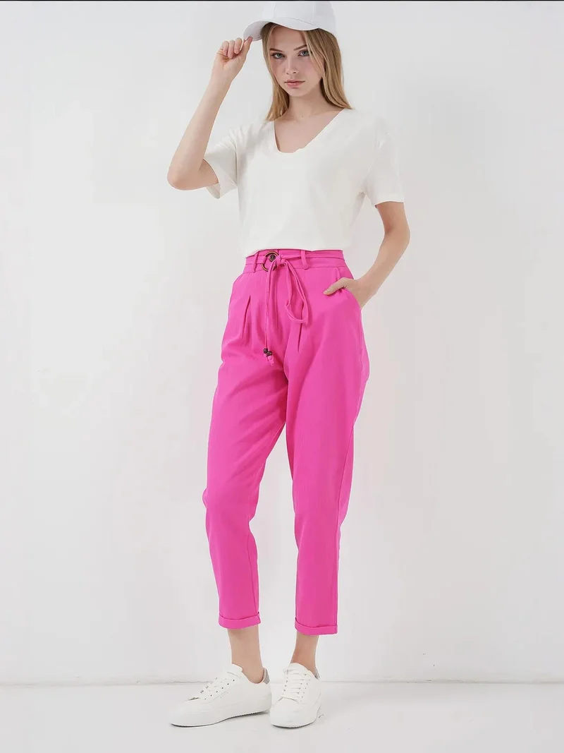 بيغ دارت بنطلون بي دارت بطول الكاحل بقصة مريحة مع ربطة فيونكة