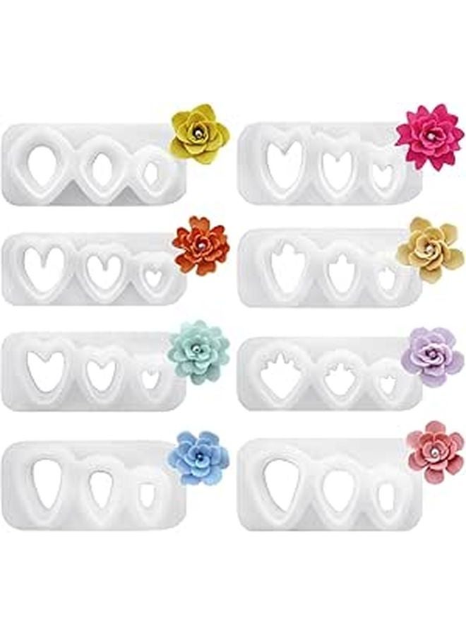 8 Pcs Flower Shape Polymer Clay Cutters Set For DIY Jewelry Making And Creative Crafts - Image 1