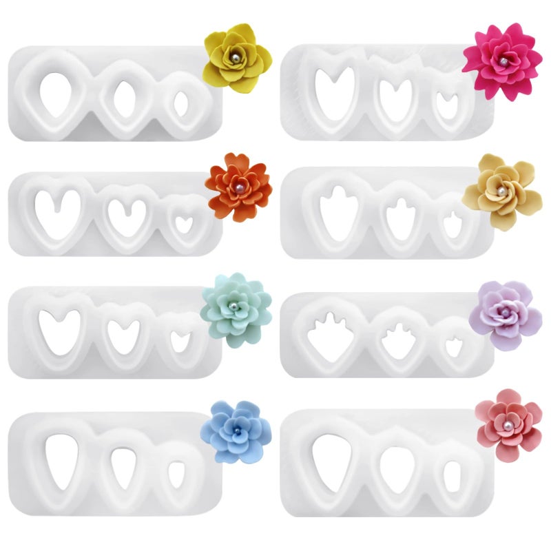 8 Pcs Flower Shape Polymer Clay Cutters Set For DIY Jewelry Making And Creative Crafts - Image 2