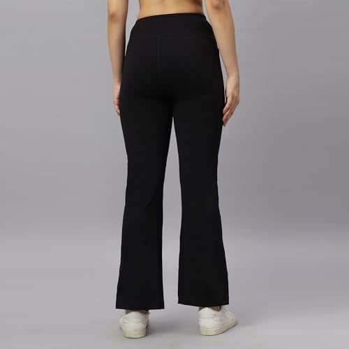 SOIE Women Mid-Rise Fit & Flared Pants with 4-Way Stretch & Compression Waistband Black - Image 2