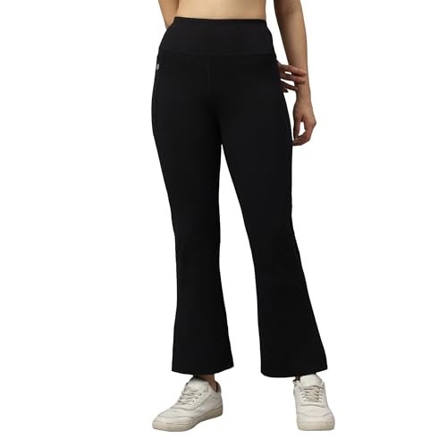 SOIE Women Mid-Rise Fit & Flared Pants with 4-Way Stretch & Compression Waistband Black - Image 1