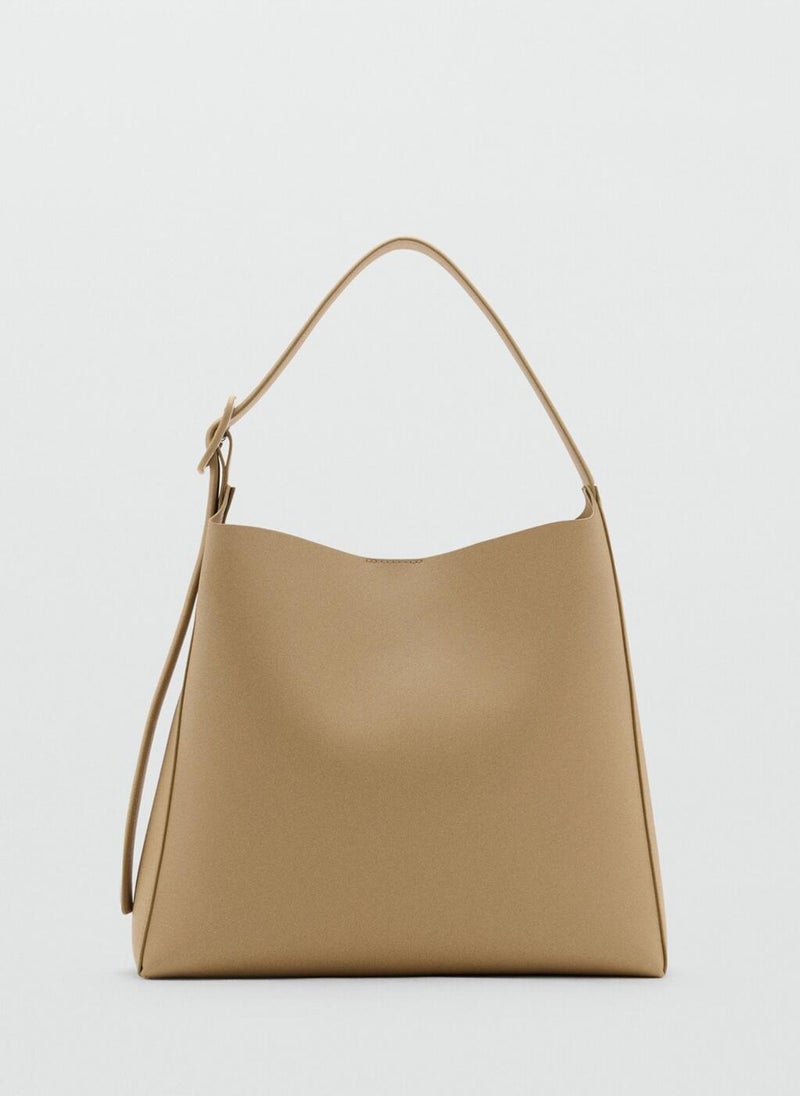 MANGO Leather effect bucket bag - Image 1