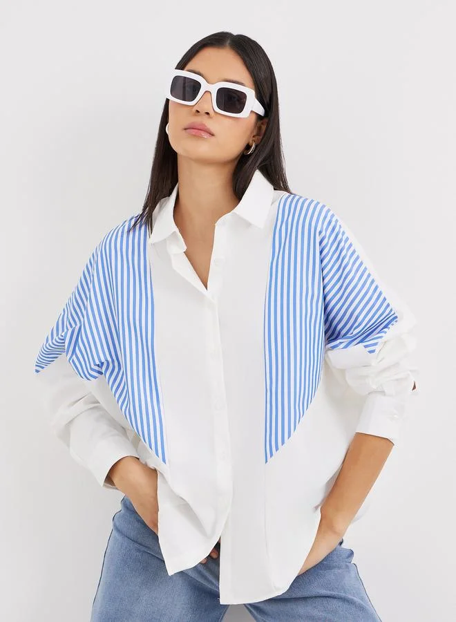 Styli Styli Contrast Striped Relaxed Fit Shirt