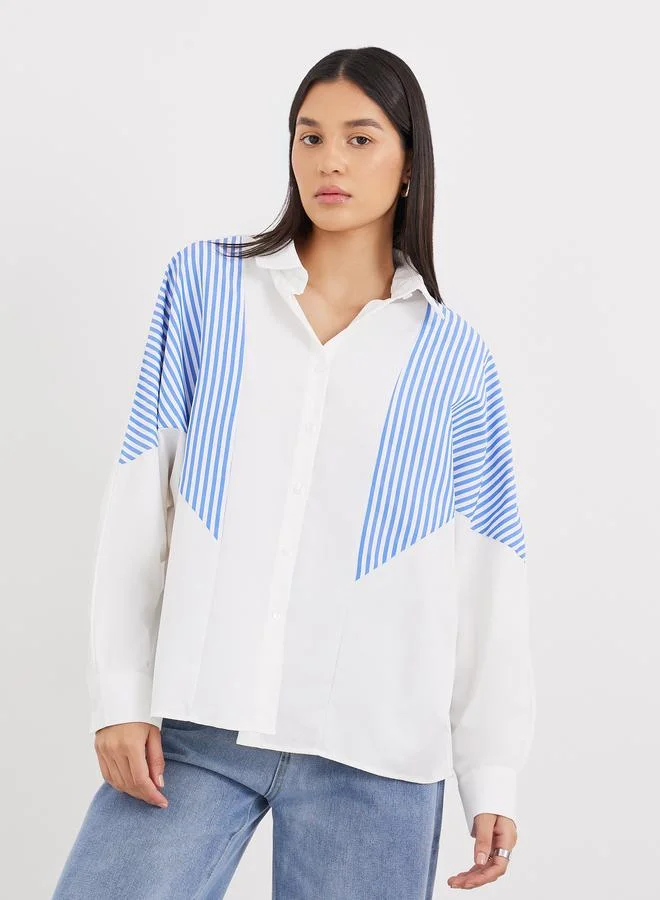 Styli Styli Contrast Striped Relaxed Fit Shirt