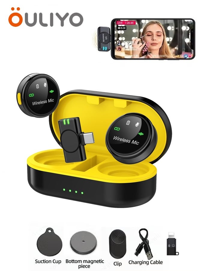 اوليو ميكروفون مغناطيسي لاسلكي للياقة لأجهزة iPhone/Android - 2.4 جيجاهرتز، مع خاصية إلغاء الضوضاء، وعمر بطارية طويل جدًا، وتوافق 99% مع الأجهزة، ميكروفون ياقة مناسب لتسجيل الفيديو، والبث المباشر، وتدوين الفيديو. - Image 1