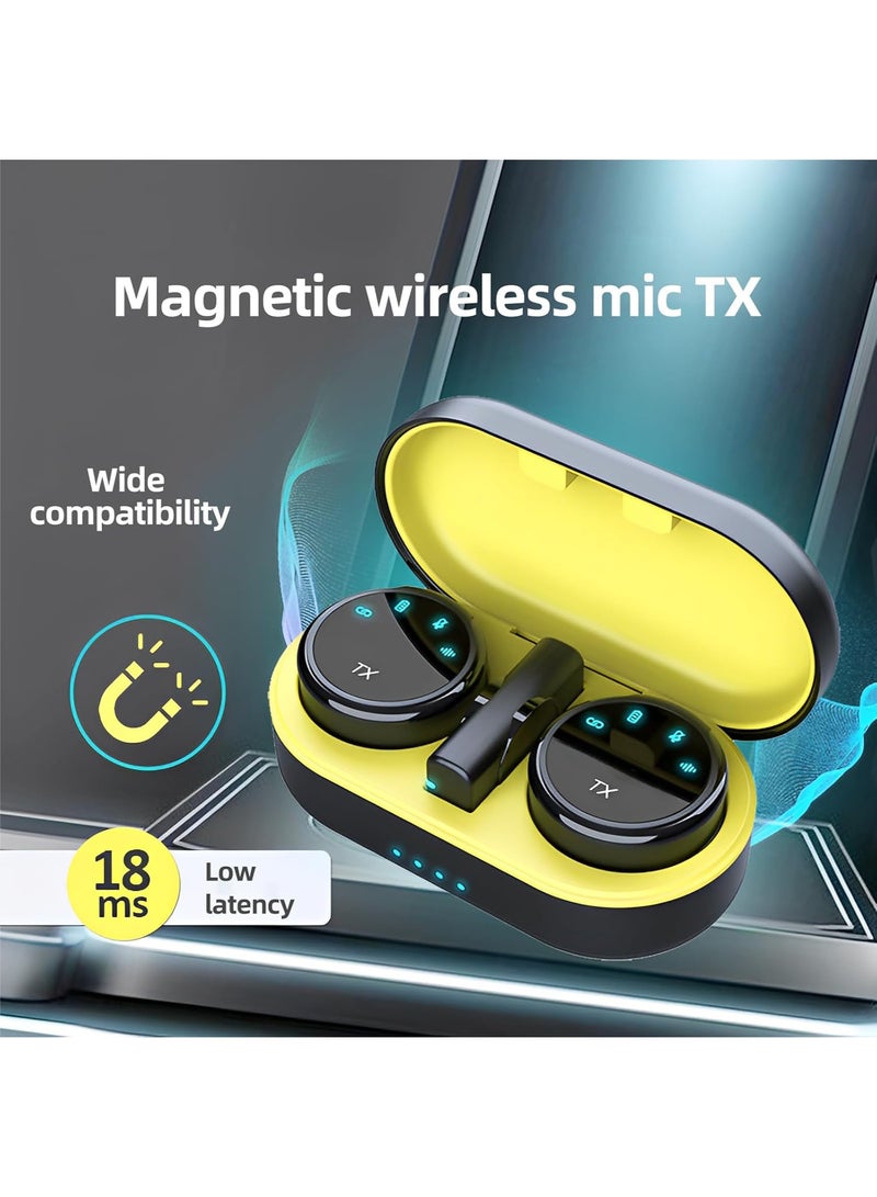 اوليو ميكروفون مغناطيسي لاسلكي للياقة لأجهزة iPhone/Android - 2.4 جيجاهرتز، مع خاصية إلغاء الضوضاء، وعمر بطارية طويل جدًا، وتوافق 99% مع الأجهزة، ميكروفون ياقة مناسب لتسجيل الفيديو، والبث المباشر، وتدوين الفيديو. - Image 2