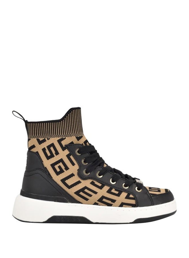 GUESS US Women's Mannen Logo Knit High-Top Sneakers Medium Brown - Image 4