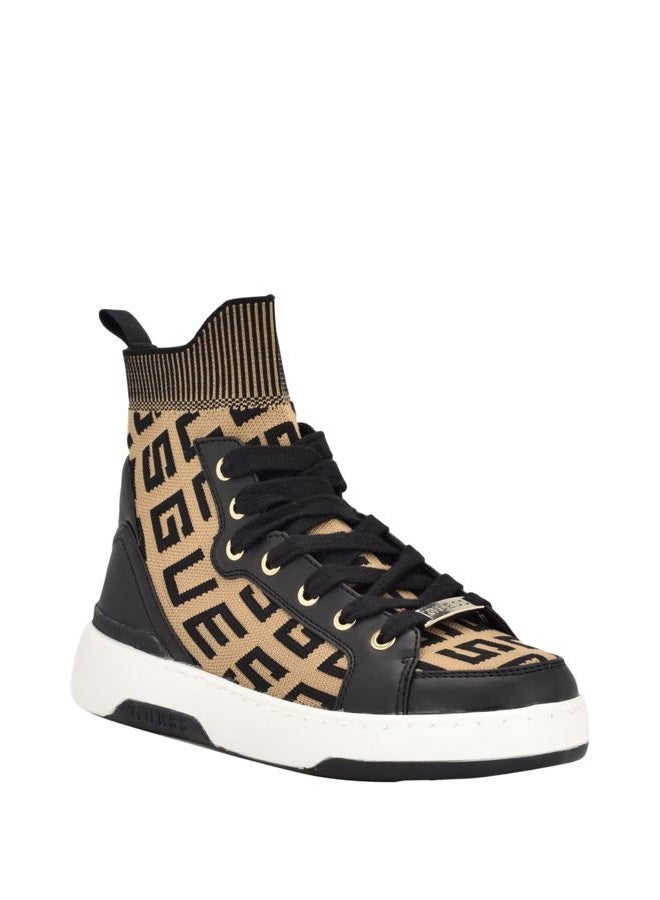 GUESS US Women's Mannen Logo Knit High-Top Sneakers Medium Brown - Image 3