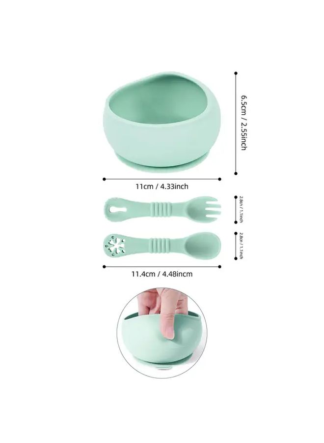 Pink Silicone Baby Feeding Set Suction Bowl With Spoon Soft Texture Easy To Clean Infant Toddler Baby Led Weaning Essentials - Image 2