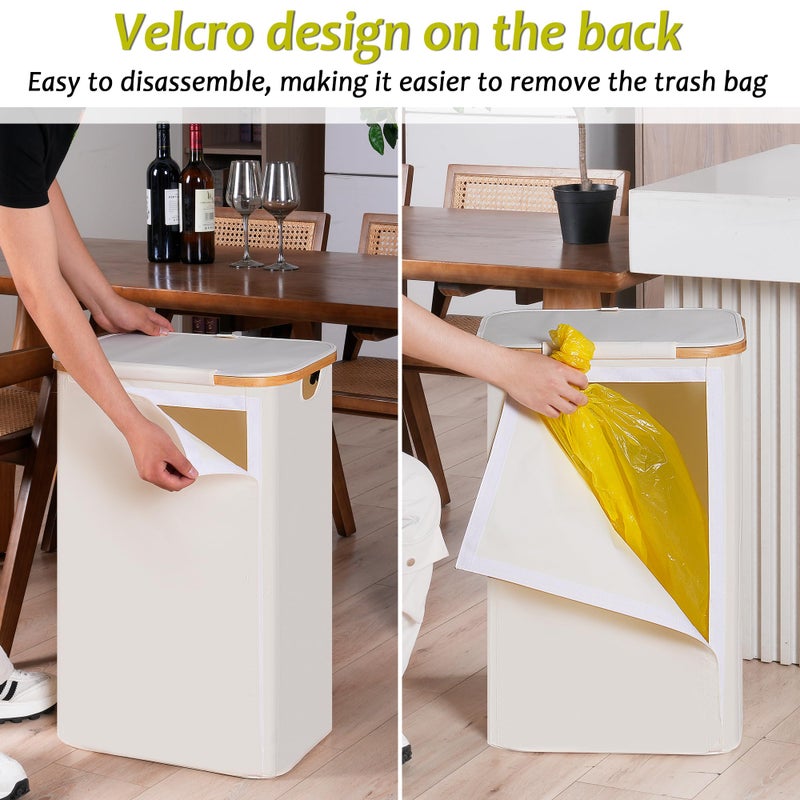 efluky Recycle Bin Holder 100L, 26 Gallon Trash Can with Lid, Garbage Bag Holder for Yellow Bags, Easy Removal, (Inner Bag Not Included) -Beige - Image 4