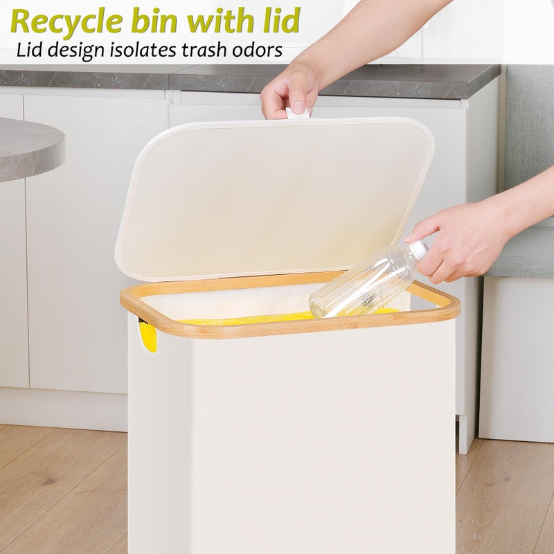 efluky Recycle Bin Holder 100L, 26 Gallon Trash Can with Lid, Garbage Bag Holder for Yellow Bags, Easy Removal, (Inner Bag Not Included) -Beige - Image 3