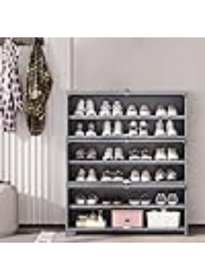 Forthcan Large Shoe Rack Cabinet, 80×32×106cm, Grey – Space-Saving Shoe Organizer with Doors, Entryway Closet Storage for 24–28 Pairs, Stackable and Stylish - Image 3
