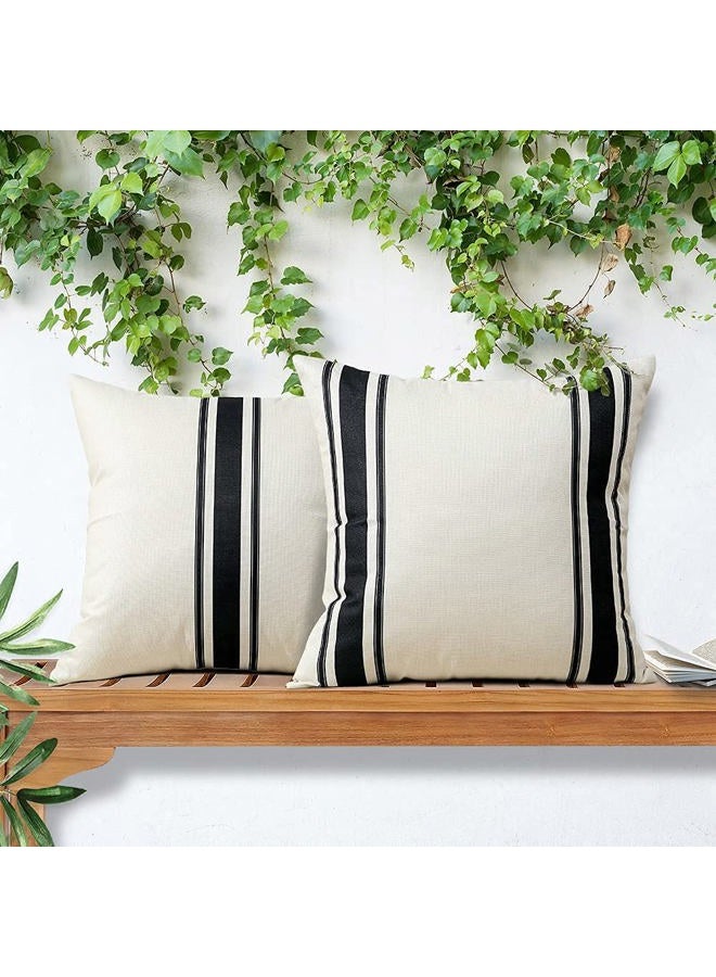 Otostar Pack of 2 Outdoor Waterproof Decorative Pillow Covers 18x18 Inch Linen Geometry Pillowcases Cushion Case Garden Throw Pillow Covers Pillows Shell for Patio Furniture Couch Tent Balcony (Black) - Image 4