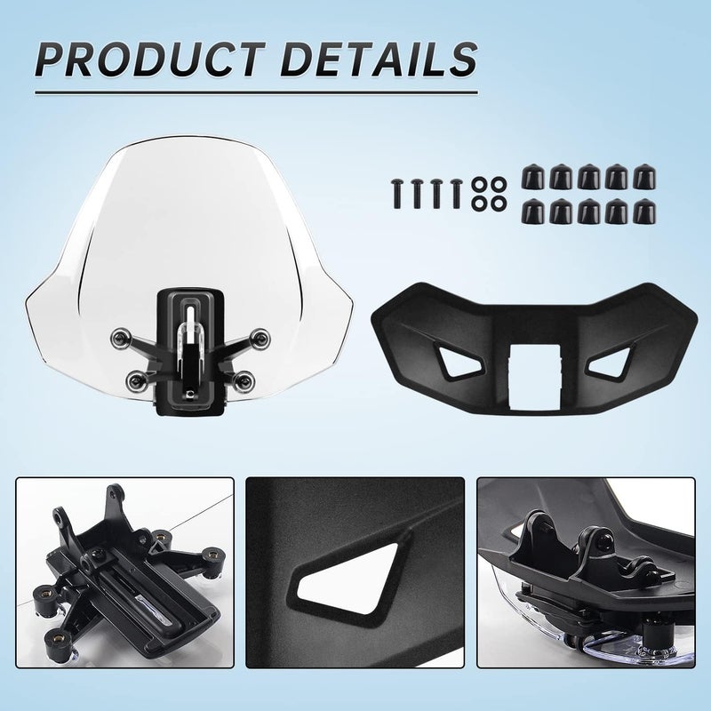 CPOWACE Adjustable Clear Windshield for Can-Am Ryker All Models - Image 2