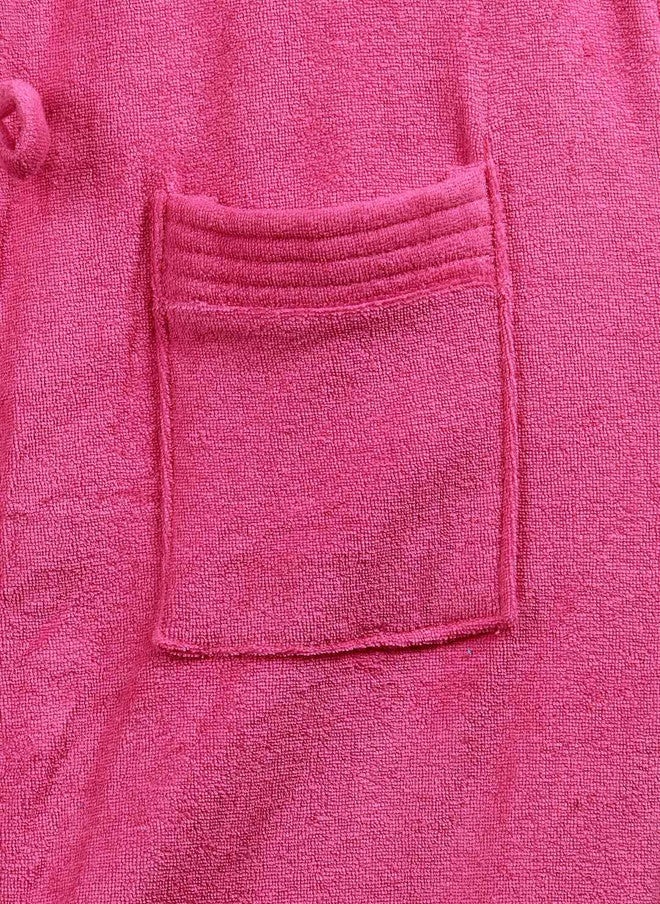 Red Rose RedRose Pink Solid Cotton Drawstring Knee Length Bath Robe - XL - Image 2