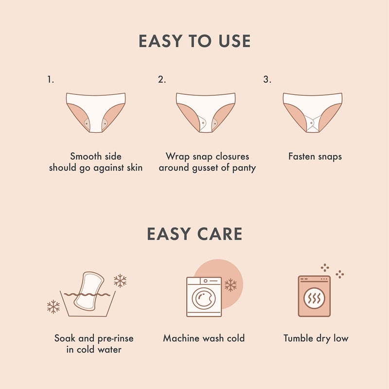 Rael Reusable Panty Liners Menstrual, Organic Cotton Cover, Period Essential, Cloth Pantyliner for Women, Washable, Soft and Thin, Leak-Free, Washing Machine Safe (5 Count, White) - Image 4