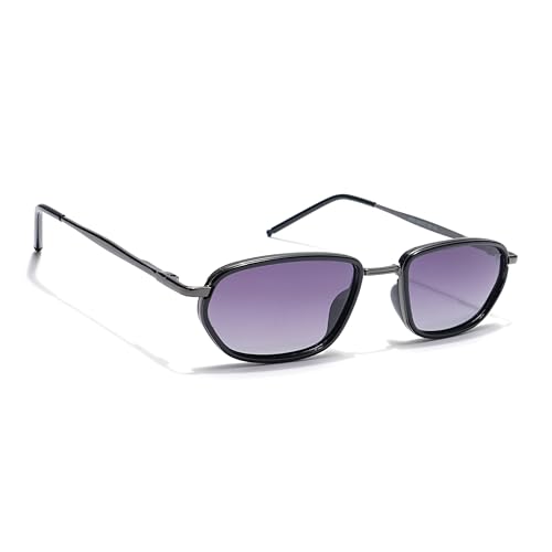 Voyage Unisex Polarized & uv protected Rectangle Sunglasses (Grey & Clear Lens | Grey Frame - PMG6051), 54mm - Image 1